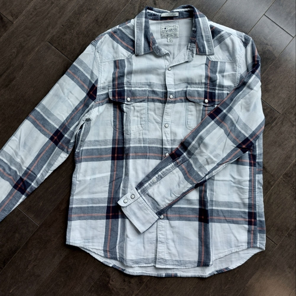 Lucky Brand - Western Plaid Button Down - size L